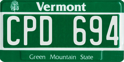 VT license plate CPD694
