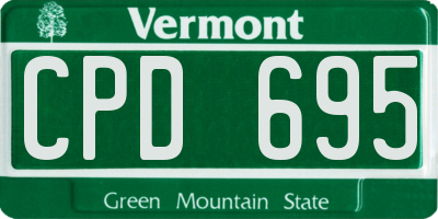 VT license plate CPD695