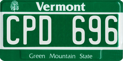 VT license plate CPD696