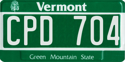 VT license plate CPD704