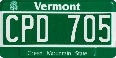 VT license plate CPD705