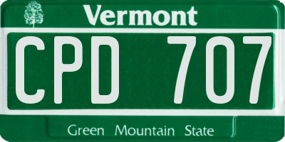 VT license plate CPD707