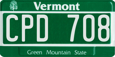 VT license plate CPD708
