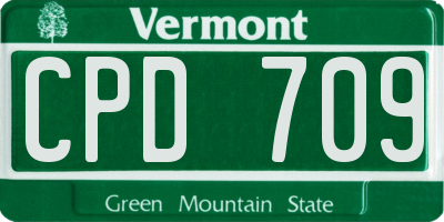 VT license plate CPD709