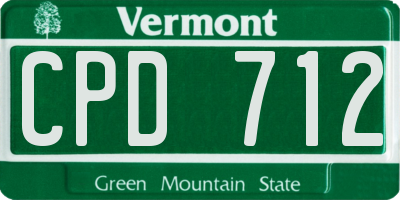 VT license plate CPD712