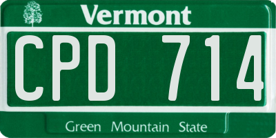 VT license plate CPD714