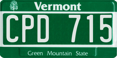 VT license plate CPD715