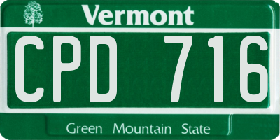 VT license plate CPD716