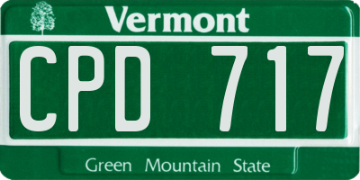 VT license plate CPD717