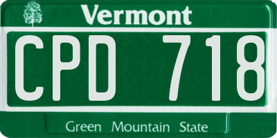 VT license plate CPD718