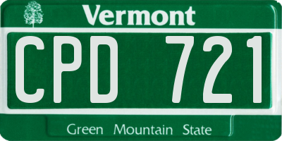 VT license plate CPD721