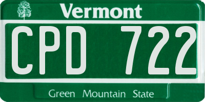 VT license plate CPD722