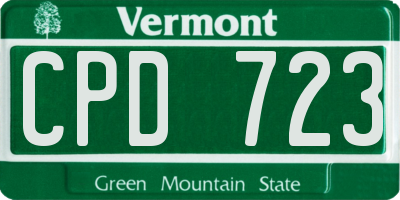 VT license plate CPD723