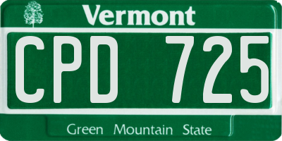 VT license plate CPD725