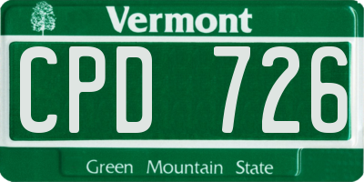 VT license plate CPD726