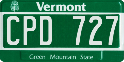 VT license plate CPD727