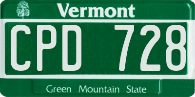 VT license plate CPD728