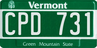 VT license plate CPD731