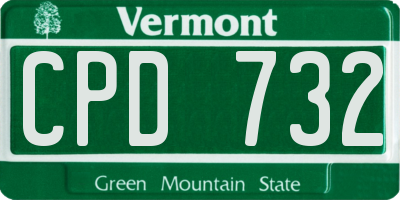 VT license plate CPD732