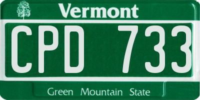 VT license plate CPD733