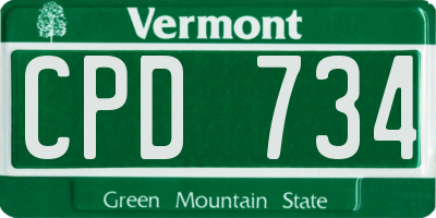 VT license plate CPD734