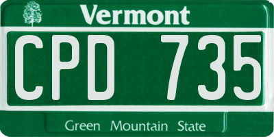 VT license plate CPD735
