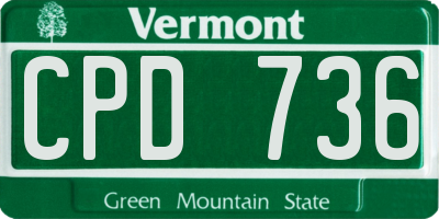 VT license plate CPD736
