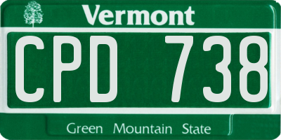 VT license plate CPD738
