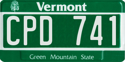 VT license plate CPD741