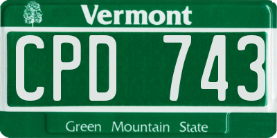 VT license plate CPD743