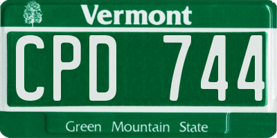 VT license plate CPD744