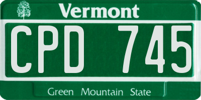 VT license plate CPD745