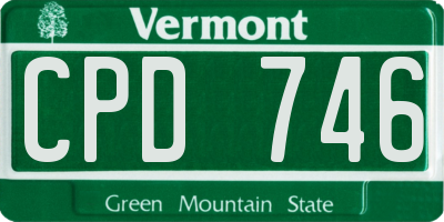 VT license plate CPD746