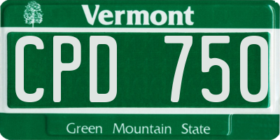 VT license plate CPD750