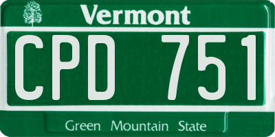 VT license plate CPD751