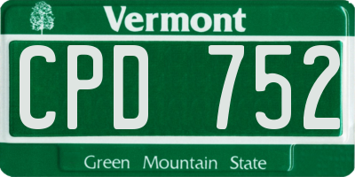VT license plate CPD752