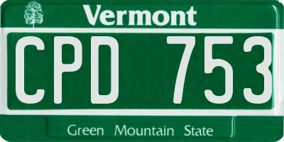 VT license plate CPD753