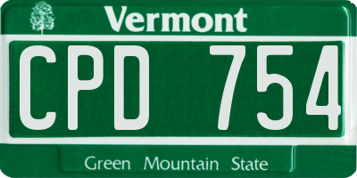 VT license plate CPD754