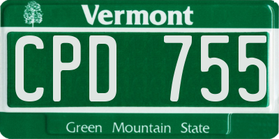 VT license plate CPD755