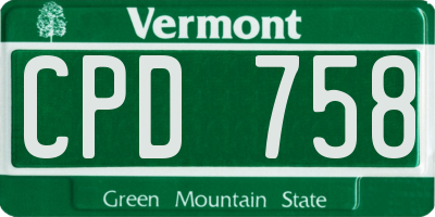 VT license plate CPD758
