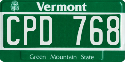 VT license plate CPD768