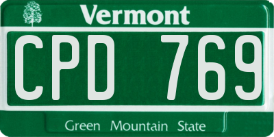 VT license plate CPD769