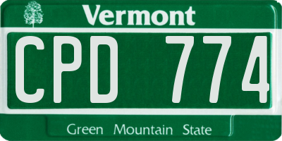 VT license plate CPD774