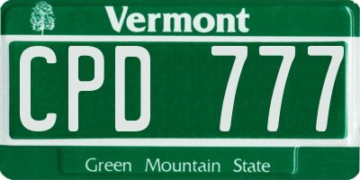 VT license plate CPD777
