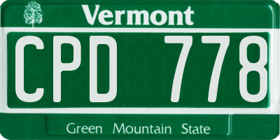 VT license plate CPD778
