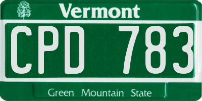 VT license plate CPD783