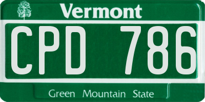 VT license plate CPD786