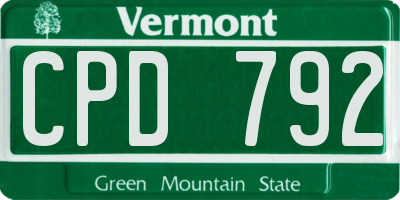 VT license plate CPD792