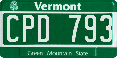 VT license plate CPD793