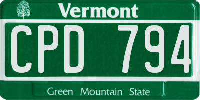 VT license plate CPD794